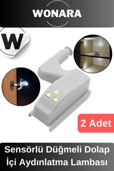 Özel Üretim Sensörlü Düğmeli Led Işıklı Tak Çıkar Dolap İçi Otomatik Aydınlatma Lambası 2 Adet ürün görseli 1