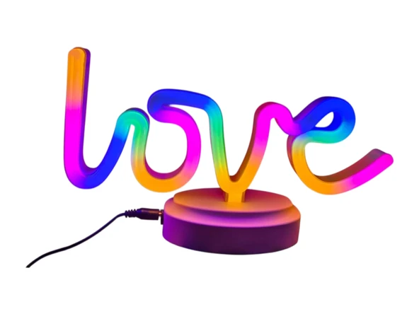 Neon Işıklı Love Yazılı Masa Gece Lambası Pil+usb ürün görseli 1