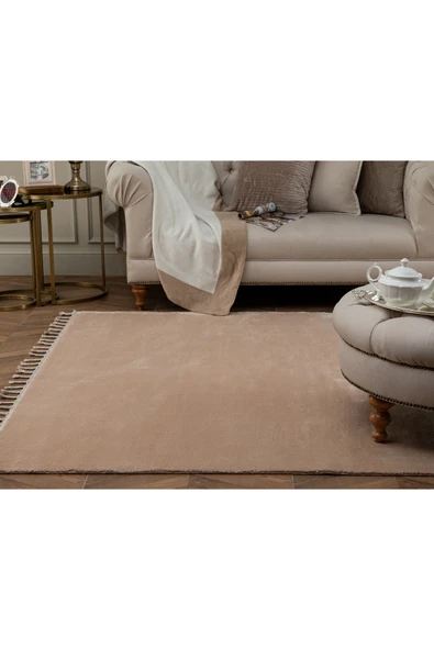Madame Coco Carol Saçaklı Halı - Vizon - 80x300 Cm ürün görseli 1