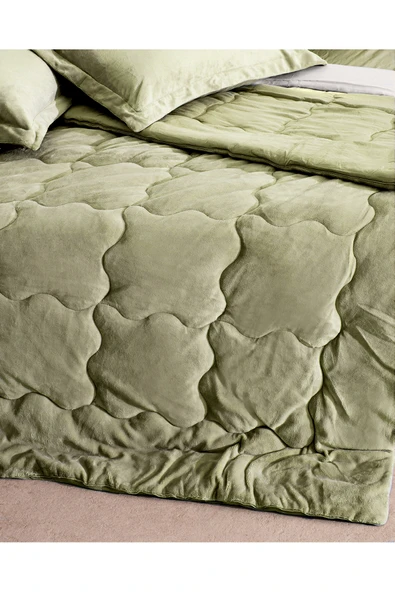 Madame Coco Kaira Tek Kişilik Comforter Set - Haki - Resim 4