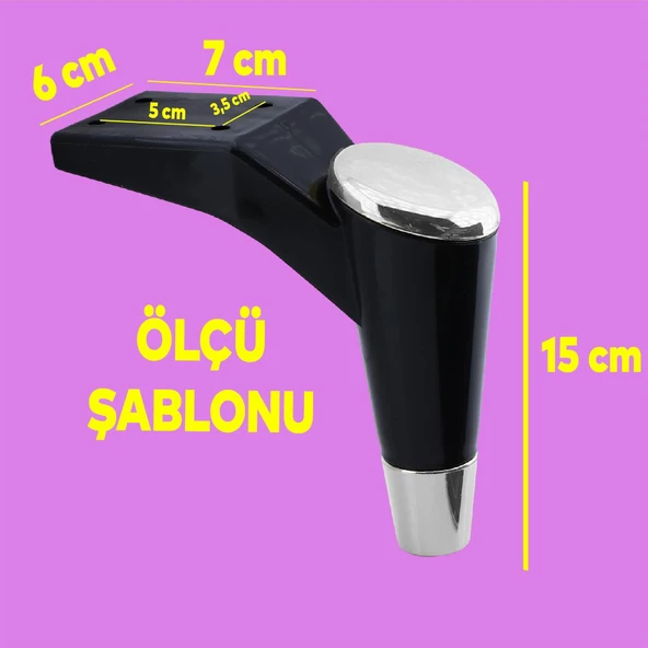 Mobilya Kanepe Sehpa Tv Ünitesi Koltuk Ayağı 15 Cm Siyah Krom Baza Ayakları ürün görseli 1