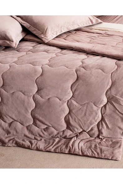 Madame Coco Kaira Tek Kişilik Comforter Set - Pudra - Resim 6