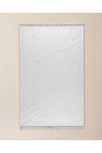 Madame Coco Pluie Rölyef Halı - Beyaz - 190x290 cm ürün görseli 1