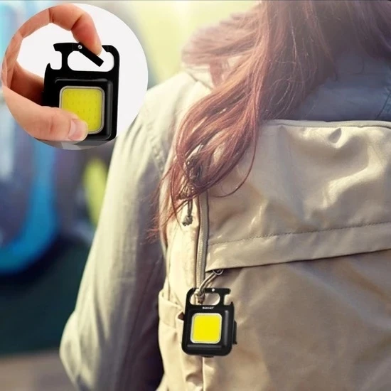 Mini 30 Ledli  Mıknatıslı Anahtarlık Flash Kamp Lambası Askılı Kapak Açacaklı Şarjlı Fener mirAT008K-A770 ürün görseli 1