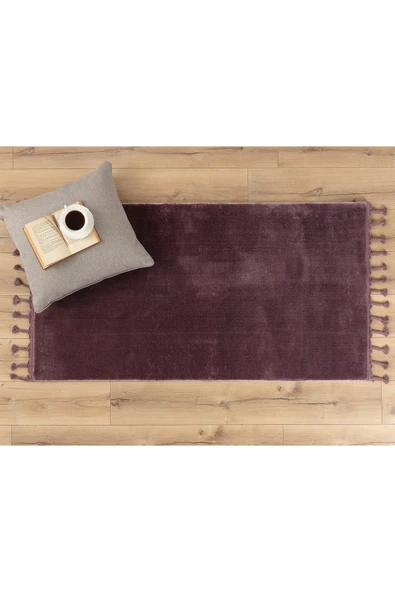 Madame Coco Carol Saçaklı Halı - Koyu Mürdüm - 80x150 Cm ürün görseli 1