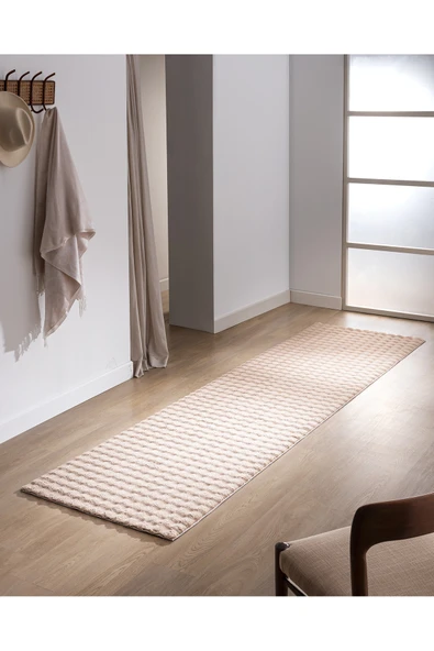 Madame Coco Vivre Bubble Halı - Krem - 80x300 cm ürün görseli 1