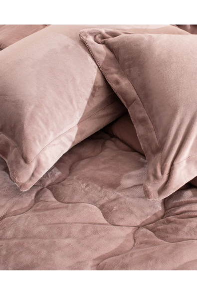 Madame Coco Kaira Tek Kişilik Comforter Set - Pudra - Resim 7