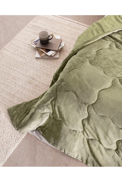 Madame Coco Kaira Tek Kişilik Comforter Set - Haki - Resim 2