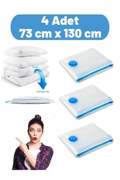 Vakumlu Hurç Yorgan Hurcu Valiz Düzenleyici Gardırop Düzenleyici Vakumlu Poşet 73x130 4 Adet ürün görseli 1