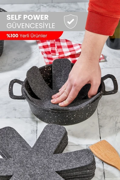 6’lı Tava, Tencere Ve Bor Cam Koruyucu Çizdirmez Keçe 6'lı Set ürün görseli 1