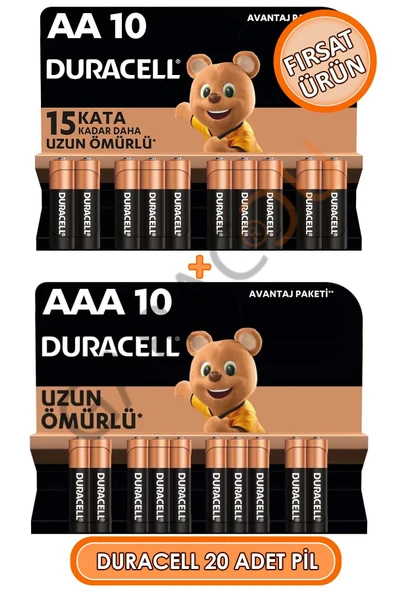 Avantajlı Pil Paketi 10 Adet AA Kalem Pil + 10 Adet AAA İnce Pil Seti Toplam 20 Adet ürün görseli 1