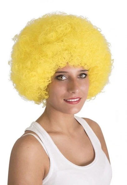 Sarı Renk Kıvırcık Afro Bonus Peruk mirSM0010K-stok234190741 ürün görseli 1