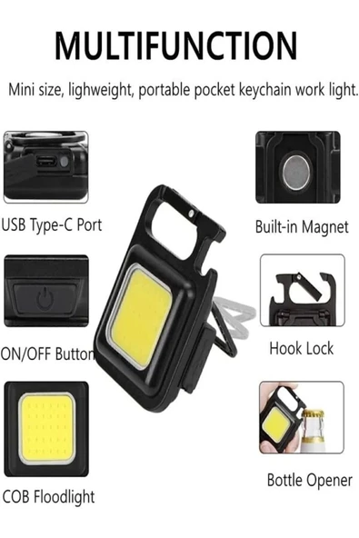 Nanopro Metal Kasa Led, Anahtarlık El Feneri, Mıknatıslı, Kamp Aydınlatma 800mah ürün görseli 1