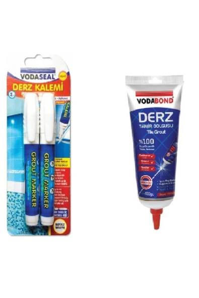 Yedek Uçlu Ikili Beyaz Derz Kalemi Ve 400ml Derz Dolgusu Boşluk Kapatıcı Beyaz ürün görseli 1