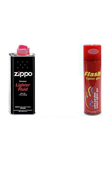 Zippo Çakmak Benzini + Flash Çakmak Gazı 2'si Bir Arada ürün görseli 1