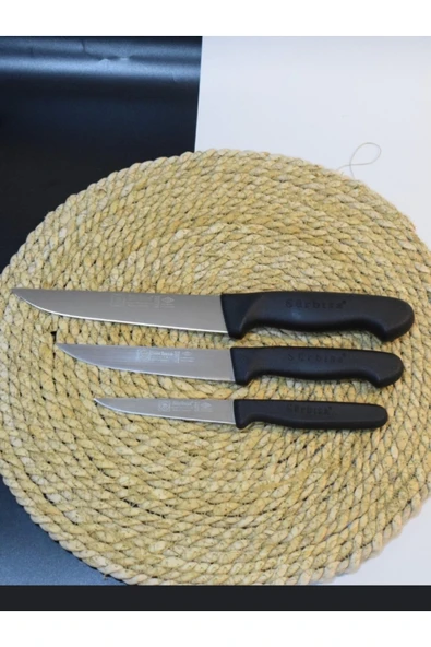 3 Parça Siyah Mutfak Bıçak Seti Set2 ürün görseli 1