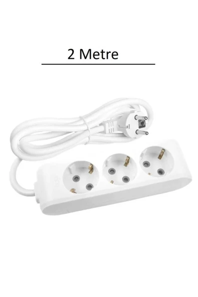 3 Lü Topraklı Uzatma Kablosu Grup Priz 2 Metre ürün görseli 1