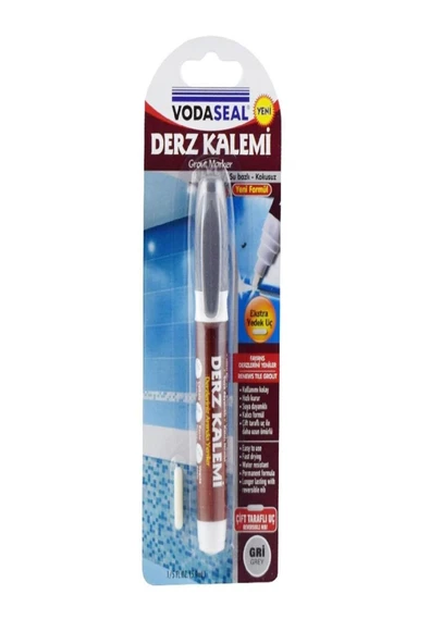 Çift Uçlu Su Bazlı Kokusuz Kalıcı Derz Kalemi - Gri Renk ürün görseli 1