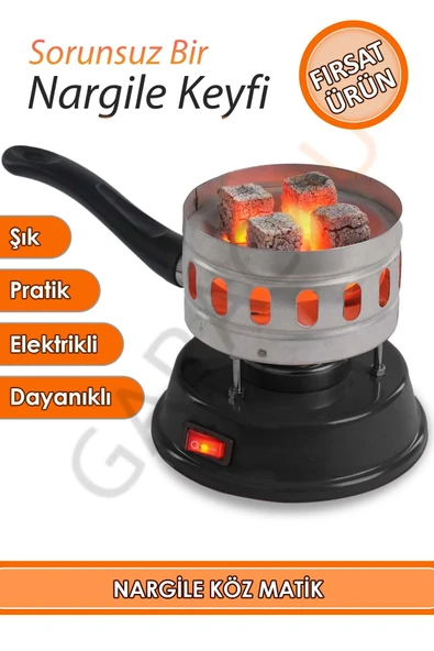 Elektrikli Nargile Köz Matik Köz Makinesi Siyah ürün görseli 1