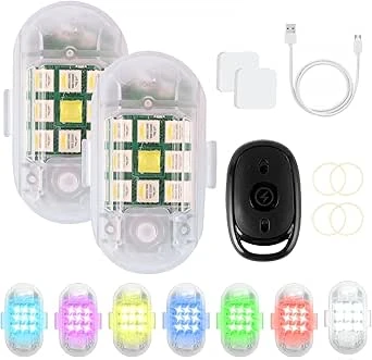 2'Li RGB Uzaktan Kumandalı Çakar Lamba Flaşörlü İkaz Lambası RGB Flaşör Scooter Flaşör Lambası ürün görseli 1