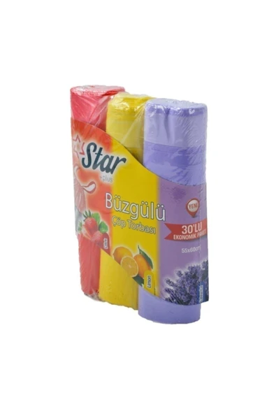 Plus Büzgülü Orta Boy Çöp Torbası 3'lü Eko Paket 55 X 60 Cm ürün görseli 1