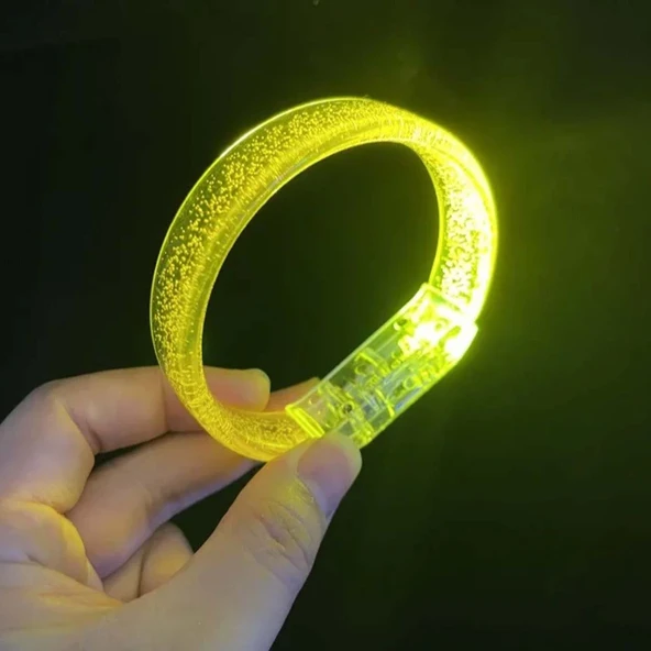 Sarı Led Işıklı Baskı Yapılabilen Pilli Bileklik Bilezik 1,5 Cm Genişlik mirSM0010K-E158-S ürün görseli 1
