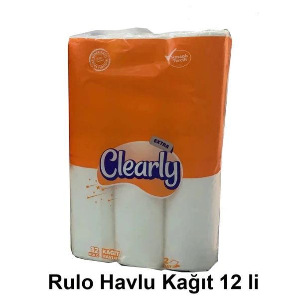 Clearly Extra Ev Tipi Rulo Havlu 12'li 4 Paket 48 Rulo ürün görseli 1