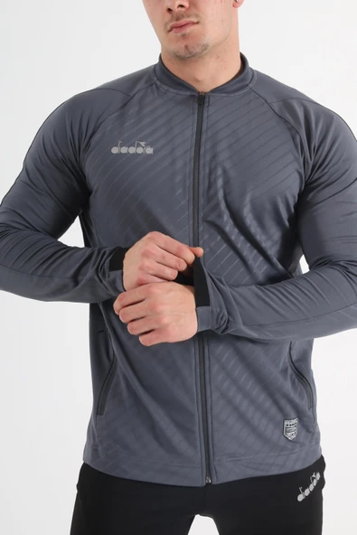 Diadora Elite Kamp Eşofmanı Tek Üst Antrasit - Resim 4