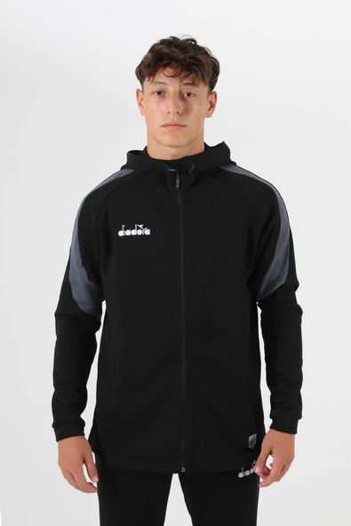 Diadora Satürn Kamp Eşofmanı Kapşonlu Tek Üst Siyah ürün görseli 1