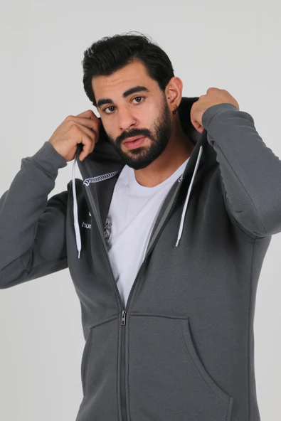Hummel Armin Pamuklu Sweatshirt Antrasit - Resim 5
