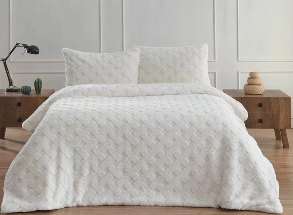 Merinos Diamond Çift Kişilik Yatak Örtüsü Peluş Kürk Yumuşak Comforter Yorgan Seti ürün görseli 1