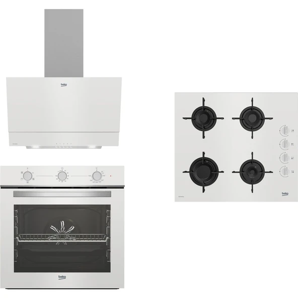Beko Beyaz Cam Ankastre Set ürün görseli 1
