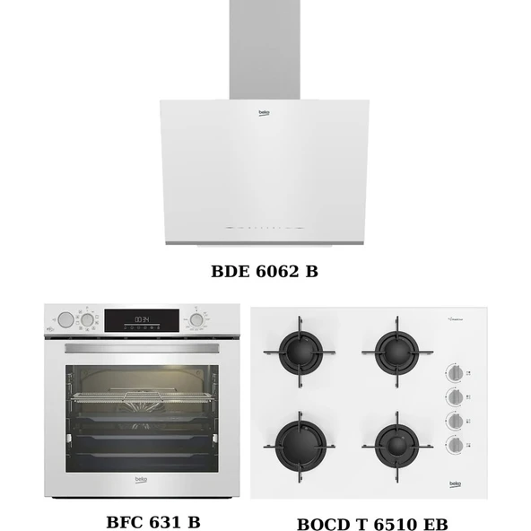 Beko Beyaz Ankastre Set (Bde 6062 B + Bocd T 6510 Eb + Bfc 631 B) ürün görseli 1