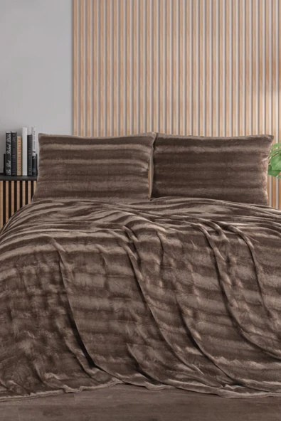 ZEBRA CASA Cozy Çift Kişilik Kahverengi Battaniye Takımı ürün görseli 1