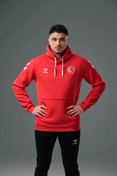 Hummel Armin Milli Takım Pamuklu Hoodie Kırmızı ürün görseli 1