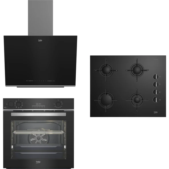 Beko Siyah Cam Ankastre Set Fitfry Özellikli(Az Yağla Pişirme Özelliği) ürün görseli 1