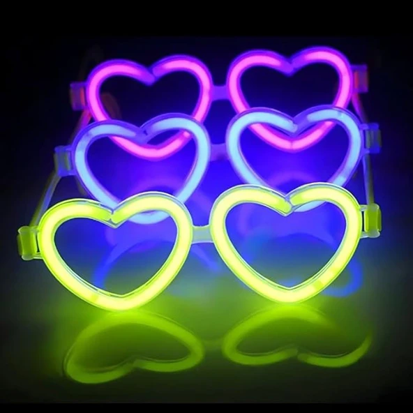 Glow Kalpli Fosforlu Gözlük 6’lı Renkli Set – Neon Parti mirSM0010K-F022-6 ürün görseli 1