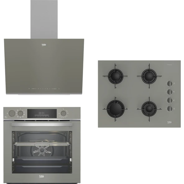 Beko Gri Cam Ankastre Set Fitfry Özelliği (Az Yağla Pişirme Özelliği) ürün görseli 1