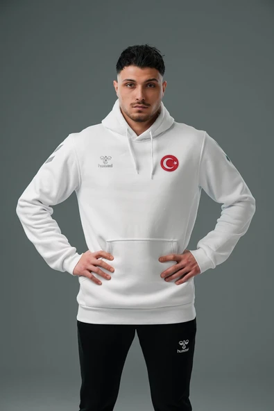 Hummel Armin Milli Takım Pamuklu Hoodie Beyaz ürün görseli 1