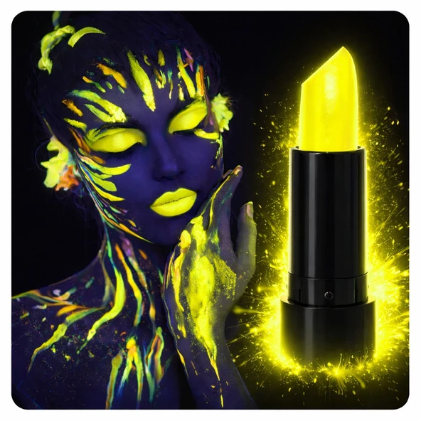 UV Neon Sarı Ruj – Karanlıkta Parlayan Makyaj Boyası ürün görseli 1