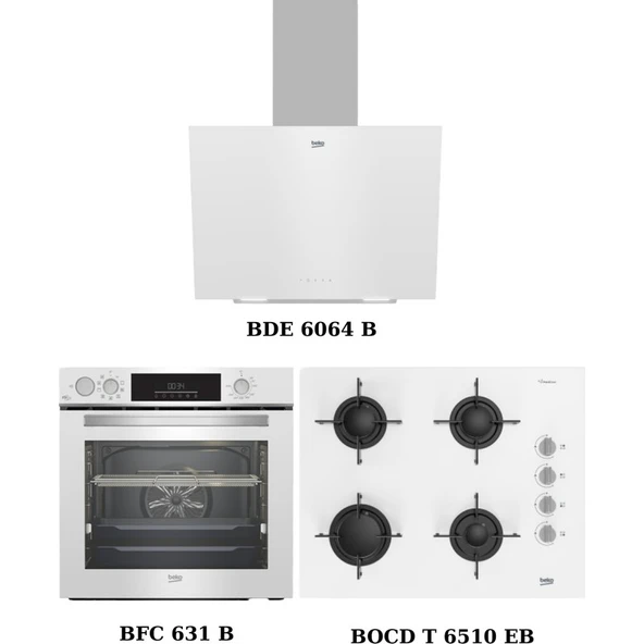 Beko Beyaz Cam Digital Ankastre Set (Bde 6064 B + Bocd T 6510 Eb + Bfc 631 B) ürün görseli 1