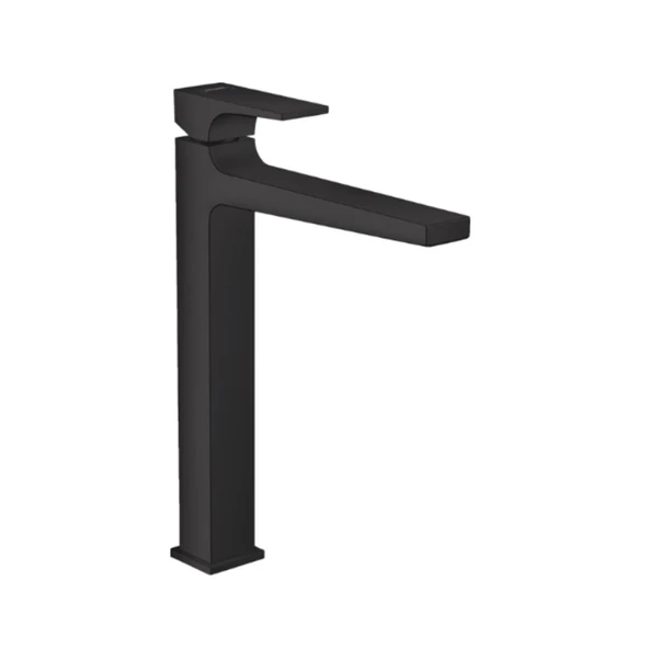 Hansgrohe Metropol Tek kollu lavabo Bataryası 260 çubuk volan, bas- aç gider seti ile, çanak lavabolar için Satin Siyah ürün görseli 1