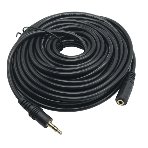 3.5mm stereo dişi erkek kablo stereo audio ses  uzatma kablosu 10m ürün görseli 1