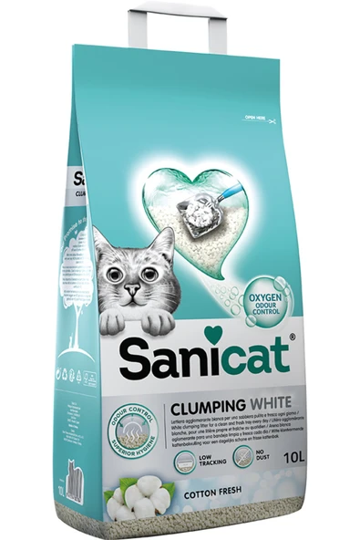 Sanicat Clumping White Koton Ferahlığı Kedi Kumu 10l ürün görseli 1