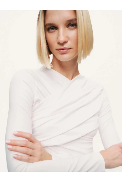 Drape Detaylı Bluz Nocturne - Resim 4