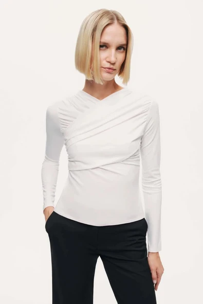 Drape Detaylı Bluz Nocturne - Resim 3