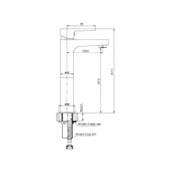 Creavit Sharp Çanak Lavabo Bataryası Siyah - Resim 2