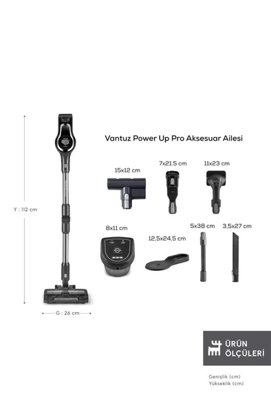 Karaca Power Up Pro 25 W Dik Süpürge Black Chrome - Resim 2