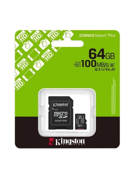 Kingston 64GB 100MB Micro sd Canvas Select Plus Gen3 SDCS3 Hafıza Kartı ürün görseli 1