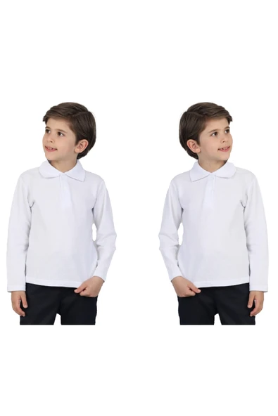 2'li T-Shirt Erkek Çocuk  %100 Pamuk Okul Tarz Uzun Kol 9-17 Yaş 12492 ürün görseli 1